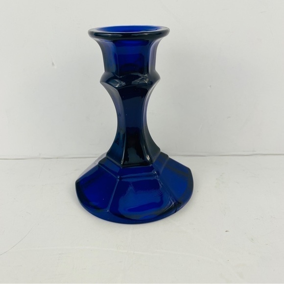 Cobalt glass candle holder small angular - Picture 7 of 10